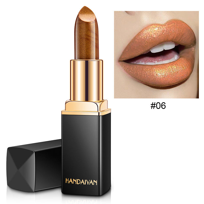 Shiny Metallic Lipstick Pearlescent Color Temperature