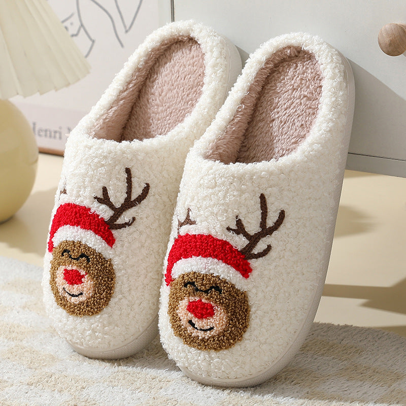 Christmas Home Cartoon Furry Shoes