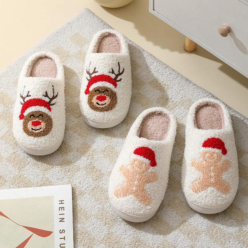 Christmas Home Cartoon Furry Shoes