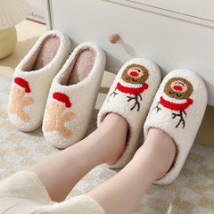 Christmas Home Cartoon Furry Shoes