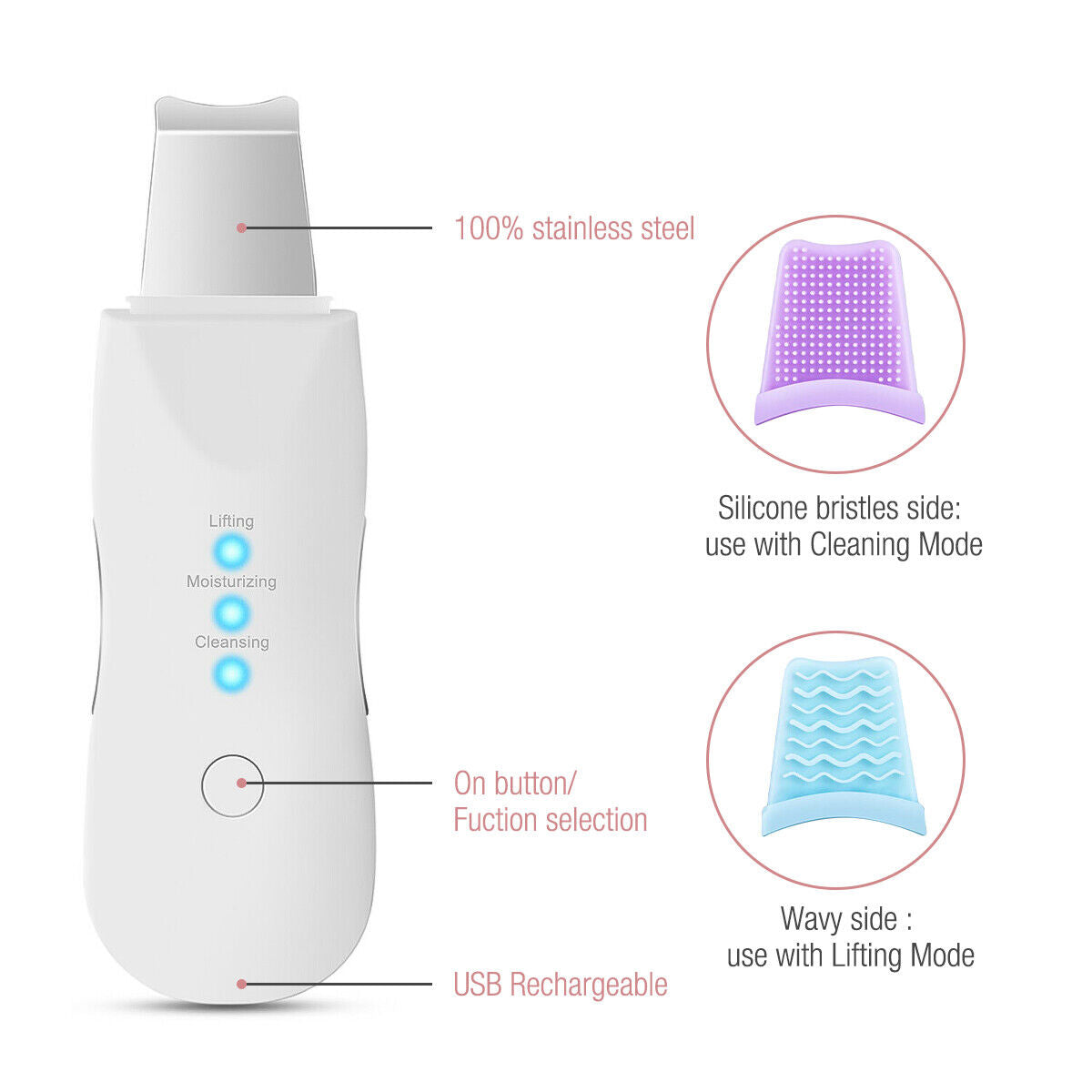 Ultrasonic Skin Scrubber Deep Face Cleaning