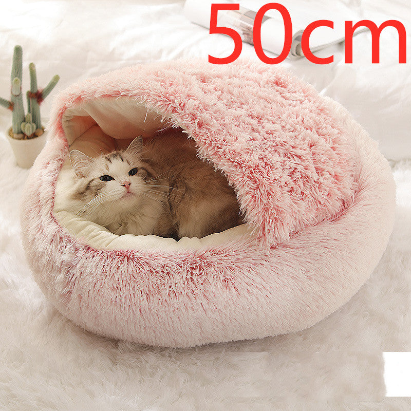 2 In 1 Dog And Cat Bed Pet Winter Bed Round Plush Warm