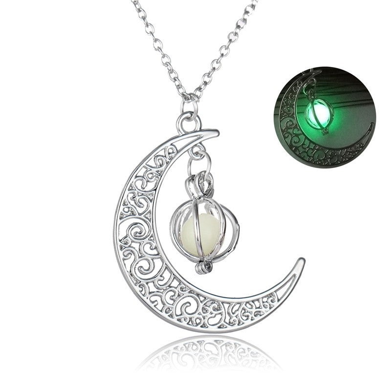 Fashion Moon Natural Glowing Stone Healing Necklace