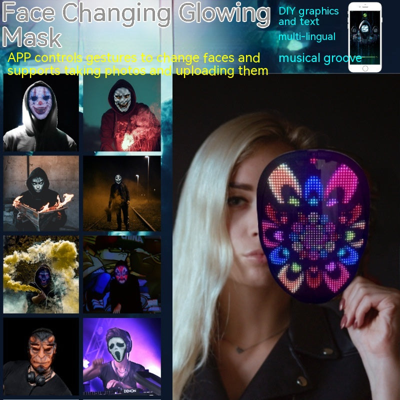 Halloween Face Masks Full Color LED Luminous Mask