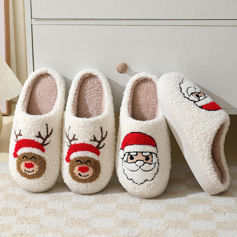 Christmas Home Cartoon Furry Shoes