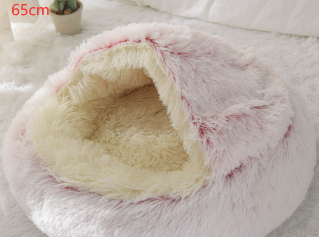 2 In 1 Dog And Cat Bed Pet Winter Bed Round Plush Warm