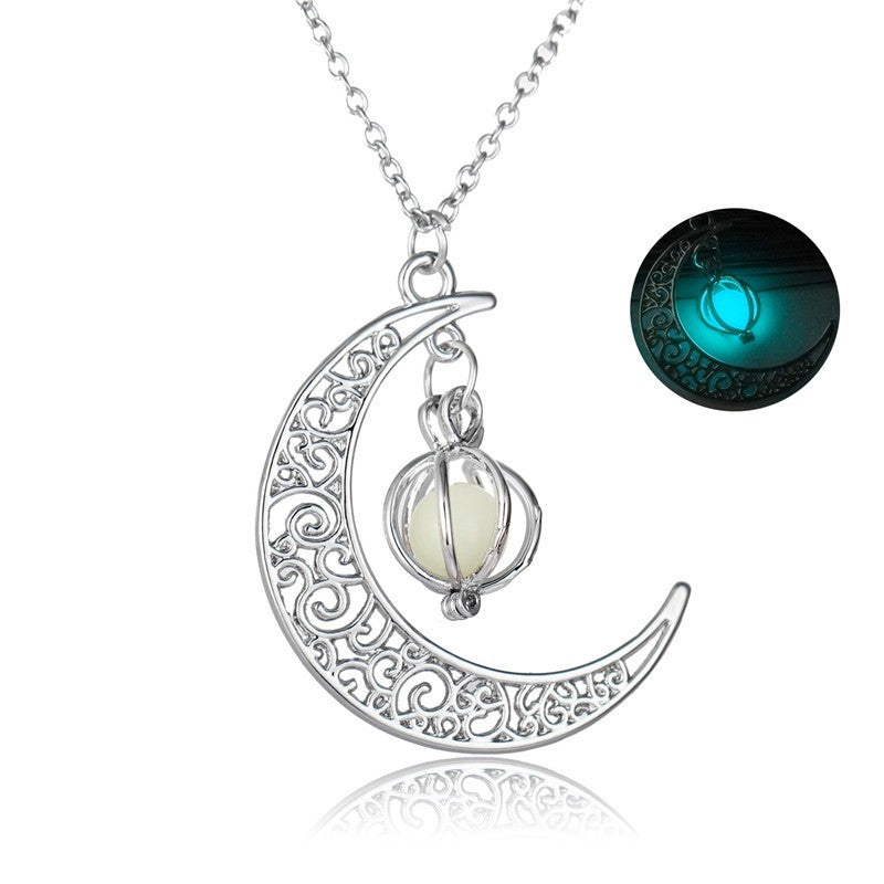 Fashion Moon Natural Glowing Stone Healing Necklace