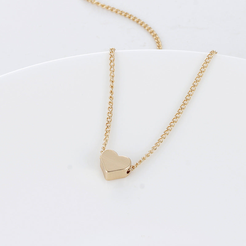 Simple Fashion Gold Color Double-sided Love Pendant Necklaces