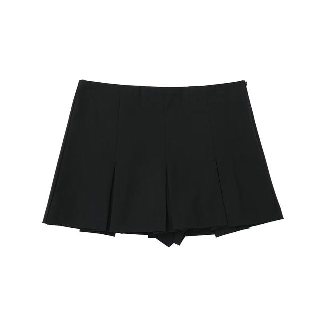 High Waist Wide Pleats Shorts Skirts