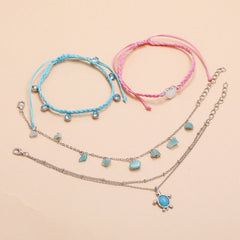 Fashion Hand-woven Blue Love Foot Rope Natural Gravel