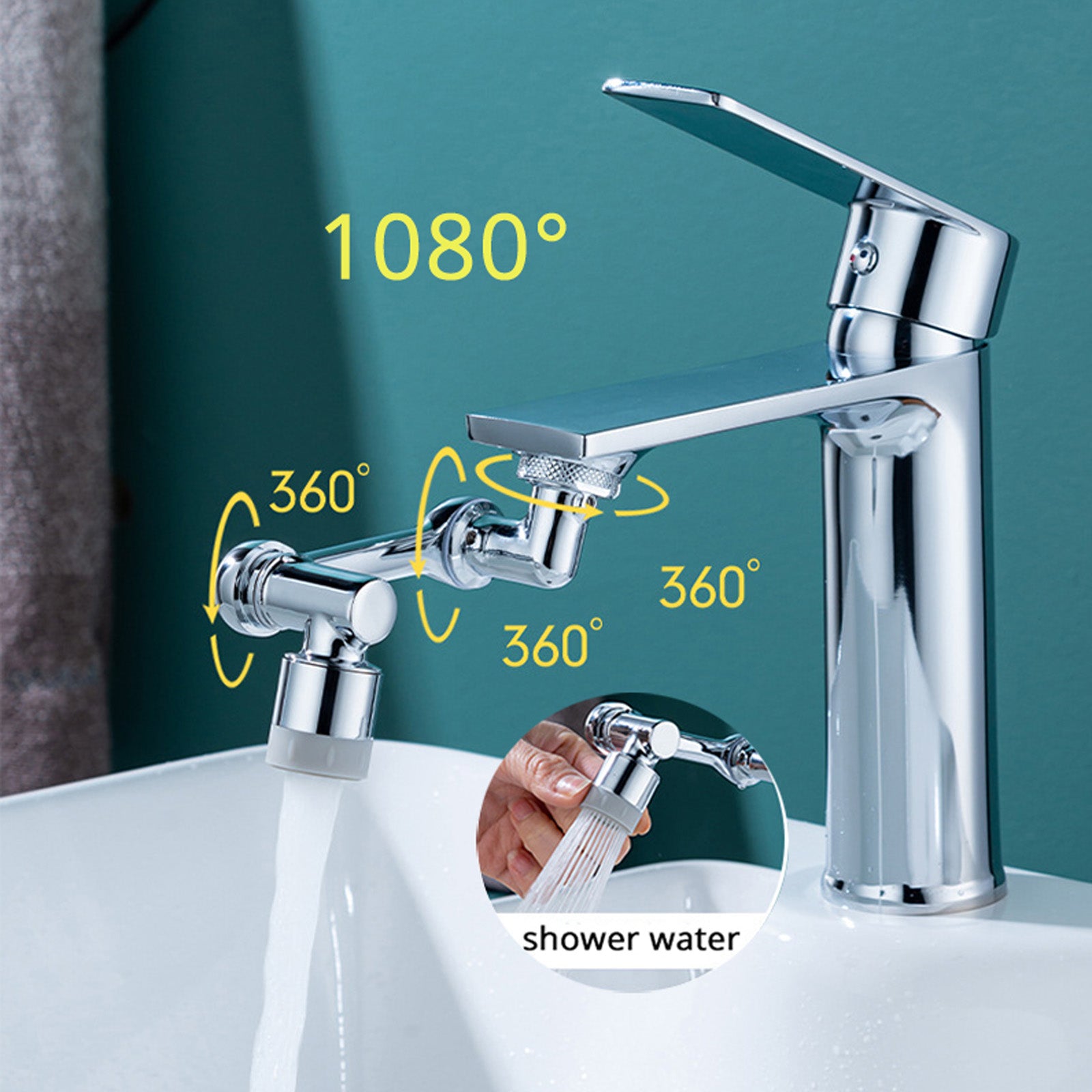 Universal 1080 Swivel Faucet Aerator Splash Resistant Shower