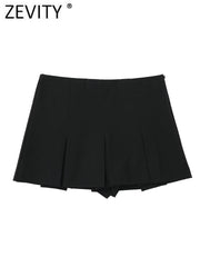 High Waist Wide Pleats Shorts Skirts